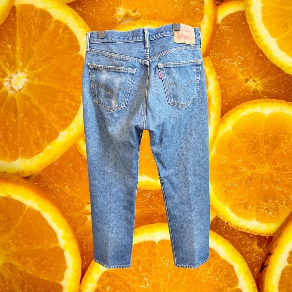 Levis 501 Original Fit Mens Medium Wash Blue Straight Leg Jeans 34 Button Fly